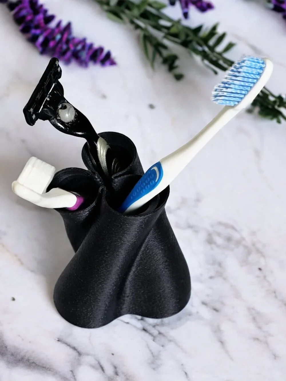 3D Printed Toothbrush Holder Bathroom Organizer Razor Holder Minimalist White